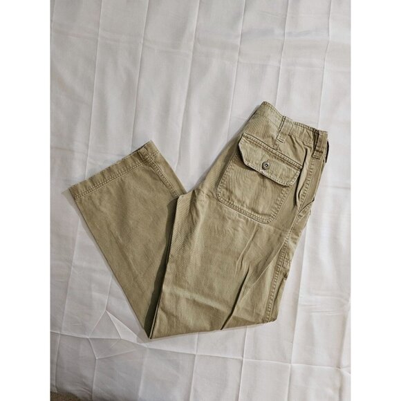 VTG Y2K Abercombie A&F wide leg khaki pants womens sz 4 Button Fly - Picture 4 of 9